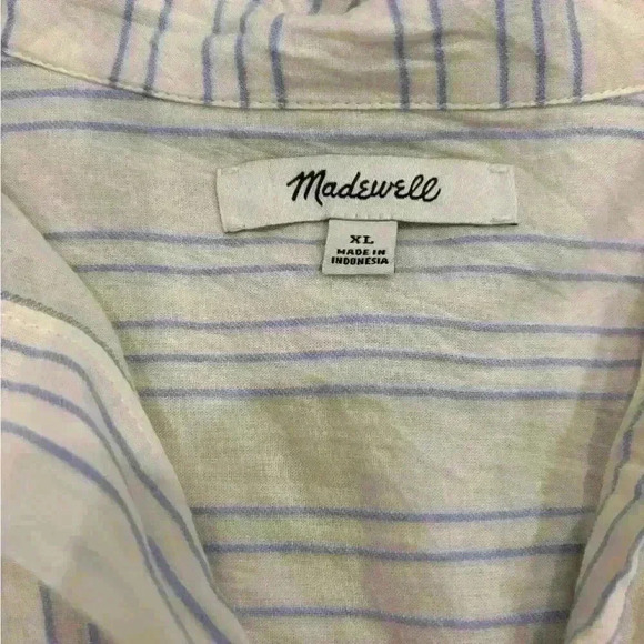 Madewell Tie Front Shirt Stripe Long Sleeve Button Down Collared Top Sz Xl - Picture 4 of 8